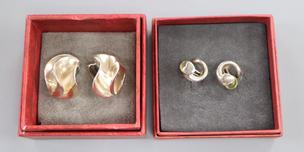 Regitze Overgaard for Georg Jensen, a pair of sterling silver 'heart' earrings and a pair of