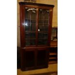 A George III mahogany standing corner cabinet, W.110cm, D.55cm, H.225cm