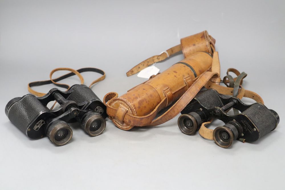 A Parker and Co. "100 yard spotter" three draw telescope and two pairs of binoculars - Image 3 of 3