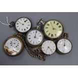 Six assorted pocket watches including a base metal verge.