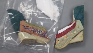 Two child's Chinese embroidered shoes