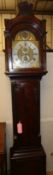 A George III mahogany eight day longcase clock, H.230cm, weights present