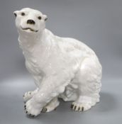 A Royal Dux porcelain polar bear, height 37cm