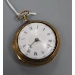 An 18th century gilt metal pair cased keywind verge pocket watch by Owen Jackson, Tenterden, with