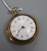 An 18th century gilt metal pair cased keywind verge pocket watch by Owen Jackson, Tenterden, with