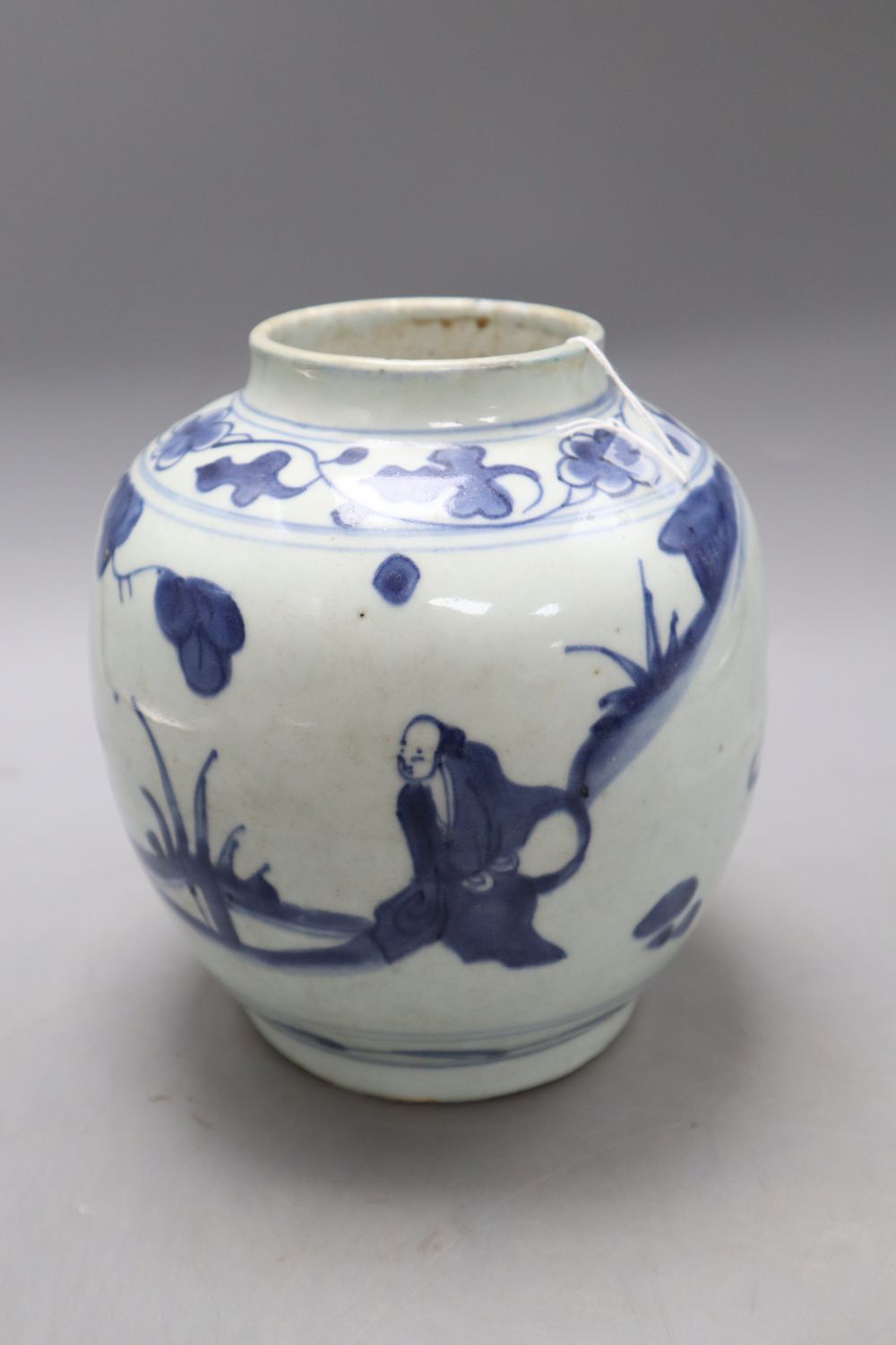 A Chinese Late Ming blue and white 'landscape' jar, height 19cm, with certificate of authenticity, - Image 4 of 6