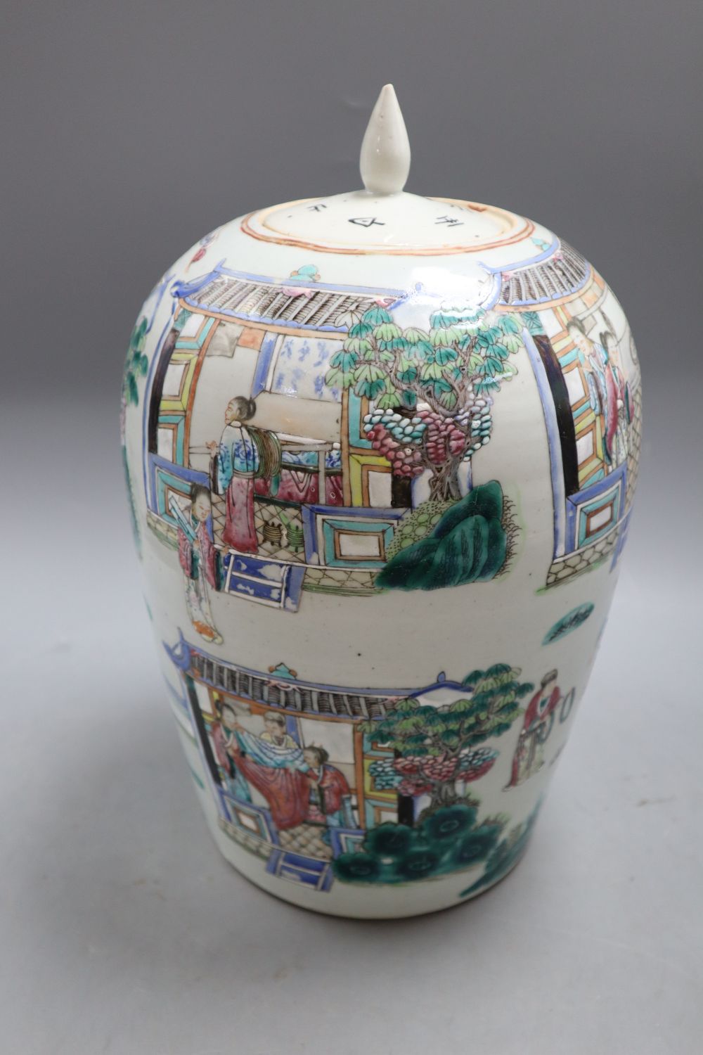 A Chinese famille rose jar, associated cover, height 35cm - Image 2 of 2