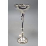 An Edwardian large silver trumpet shaped posy vase, Horace Woodward & Co, London, 1902, height 25.