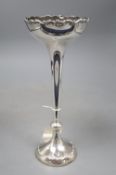 An Edwardian large silver trumpet shaped posy vase, Horace Woodward & Co, London, 1902, height 25.