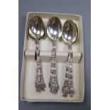 A set of ten Chinese Export white metal teaspoons by Wang Hing, Hong Kong, 5oz.