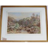 Benjamin Williams Leader (1831-1923), watercolour, Mountainous river landscape, signed and dated
