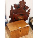 A satinwood 19th century box and a carved walnut magazine rack