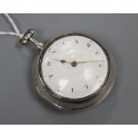 A George III silver pair cased keywind verge pocket watch by Jeremy French, Yalding, the dial