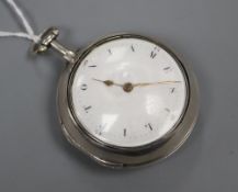 A George III silver pair cased keywind verge pocket watch by Jeremy French, Yalding, the dial