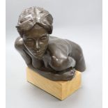Tom Greenshield. A bronzed resin, 'Pony tail', length 41cm
