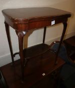 An early 20th century mahogany folding card table, with pad feet, W.62cm, D.39cm, H.71cm