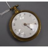 An 18th century gilt metal pair cased keywind verge pocket watch by Thomas Aldridge, Deal, with