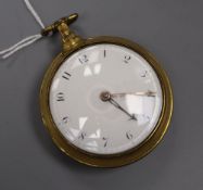 An 18th century gilt metal pair cased keywind verge pocket watch by Thomas Aldridge, Deal, with