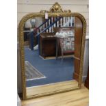 A Victorian giltwood gesso overmantel mirror, W.101cm, H.138cm