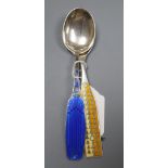 Two 1960's Danish sterling and enamel spoons by A. Michelsen, gross 98 grams.