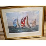 J. Steven Dews, limited edition print, Racing yachts, signed in pencil, 519/850, 48 x 68cm