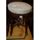 A Regency mahogany circular adjustable piano stool, 32cm diameter, H.48cm