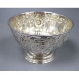 An Edwardian repousse silver pedestal rose bowl, Fenton Bros. Ltd, Sheffield, 1902, diameter 19.6cm,