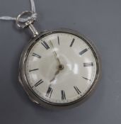 A George III silver pair cased keywind verge pocket watch by William Bowra, Sevenoaks, with Roman