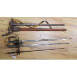 An 1822 pattern officer's infantry sword, a Prussian officer's sword and a court sword