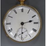 A late Victorian 18ct gold open face keywind lever pocket watch by John Spicer, London, numbered