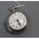 A George III silver pair cased keywind verge pocket watch by John Wainwright, Nottingham, with Roman