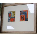 Attributed to John Piper, mixed media on paper, Studies for murals for North Thames Gas Board, typed