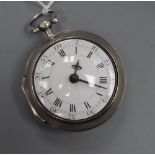 A George III silver pair cased keywind verge pocket watch by Alex Anderson, Liverpool, with Roman