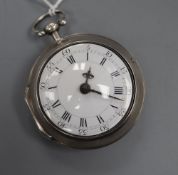 A George III silver pair cased keywind verge pocket watch by Alex Anderson, Liverpool, with Roman