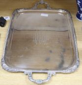A large silver-plated two handled tray