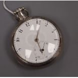 A George III silver pair cased keywind lever pocket watch by Henry Ward, Blandford, with Arabic dial