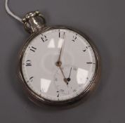 A George III silver pair cased keywind lever pocket watch by Henry Ward, Blandford, with Arabic dial