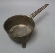 A T.P.B. Water bronze skillet, overall length 38cm