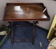 A 19th century butler's tray and stand, W.69cm, D.46cm, H.76cm