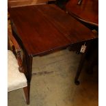 A George III mahogany drop-leaf table on plain turned legs and pad feet, 87cm extended, D.82cm, H.