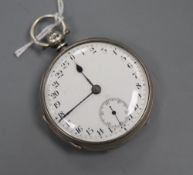 A Victorian silver keywind lever pocket watch by J. Goodman, Taunton, with unusual 24 hour dial,