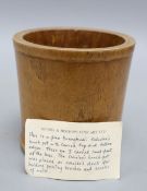 A 19th century Chinese huali wood brushpot, height 12cm