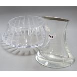 A silver mounted glass vase, height 26cm and a cut glass bowl, signed