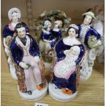 Five various Staffordshire pottery figure groups