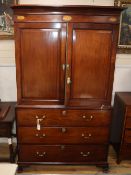 A George III mahogany linen press, shells to frieze, W.114cm, D.58cm, H.202cm