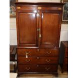 A George III mahogany linen press, shells to frieze, W.114cm, D.58cm, H.202cm