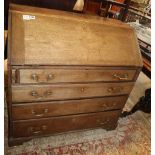 A George III faded mahogany bureau, W100cm, D.53cm, H.99cm