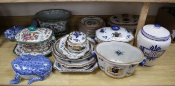 A quantity of armorial style dinnerwares etc