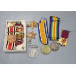 A group of WWI and WWII medals mentioned in dispatches