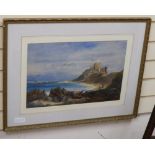 Sarah Johnson, watercolour, Bamburgh Castle, signed, 32 x 48cm